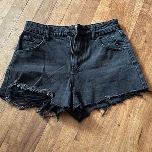 Black Distressed Jean Shorts Size 10